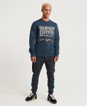 Superdry Core Gym Tech Crew Férfi Pulóver MélyTürkiz | LXBKY8167